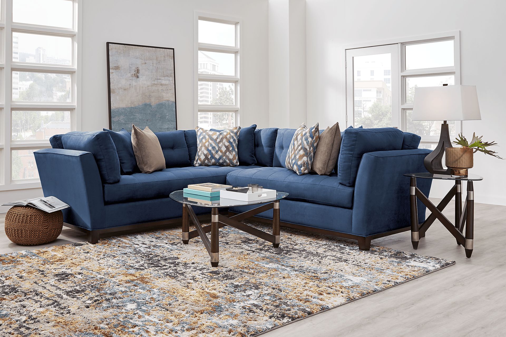 Metropolis Way Sapphire Microfiber 2 Pc Sectional - Image 2