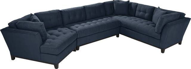 Metropolis Way Sapphire Microfiber 3 Pc Sectional with Cuddler - Thumbnail - Image 1