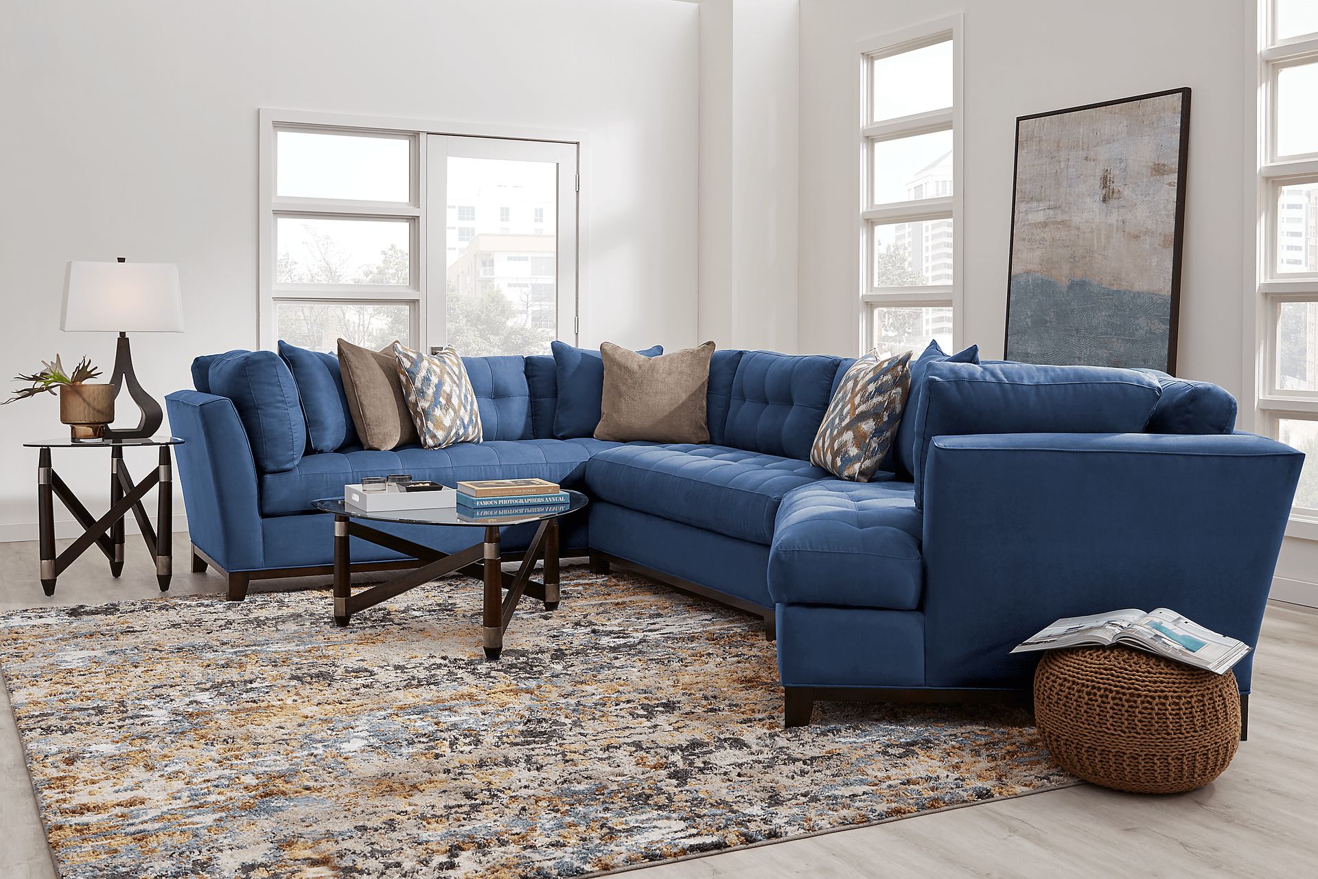 Metropolis Way Sapphire Microfiber 3 Pc Sectional with Cuddler - Image 2