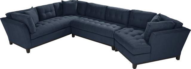Metropolis Way Sapphire Microfiber 3 Pc Sectional with Cuddler - Thumbnail - Image 1
