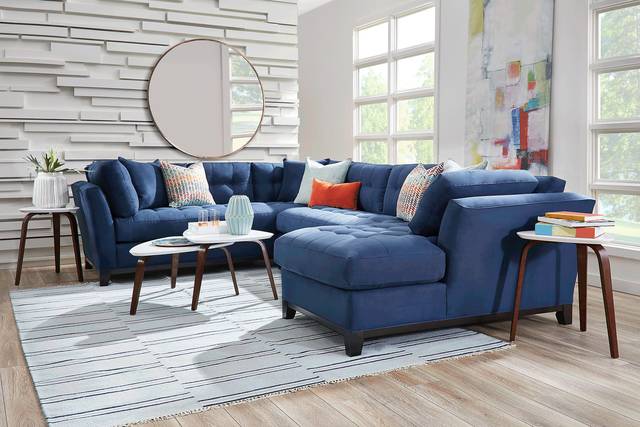Metropolis Way Sapphire Microfiber 3 Pc Sectional - Thumbnail - Image 2