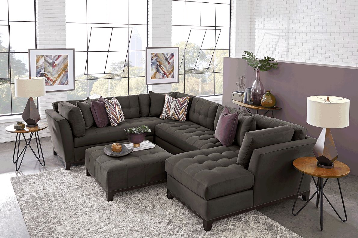 Cindy Crawford Home Metropolis Way Steel Microfiber Pc Sectional ...