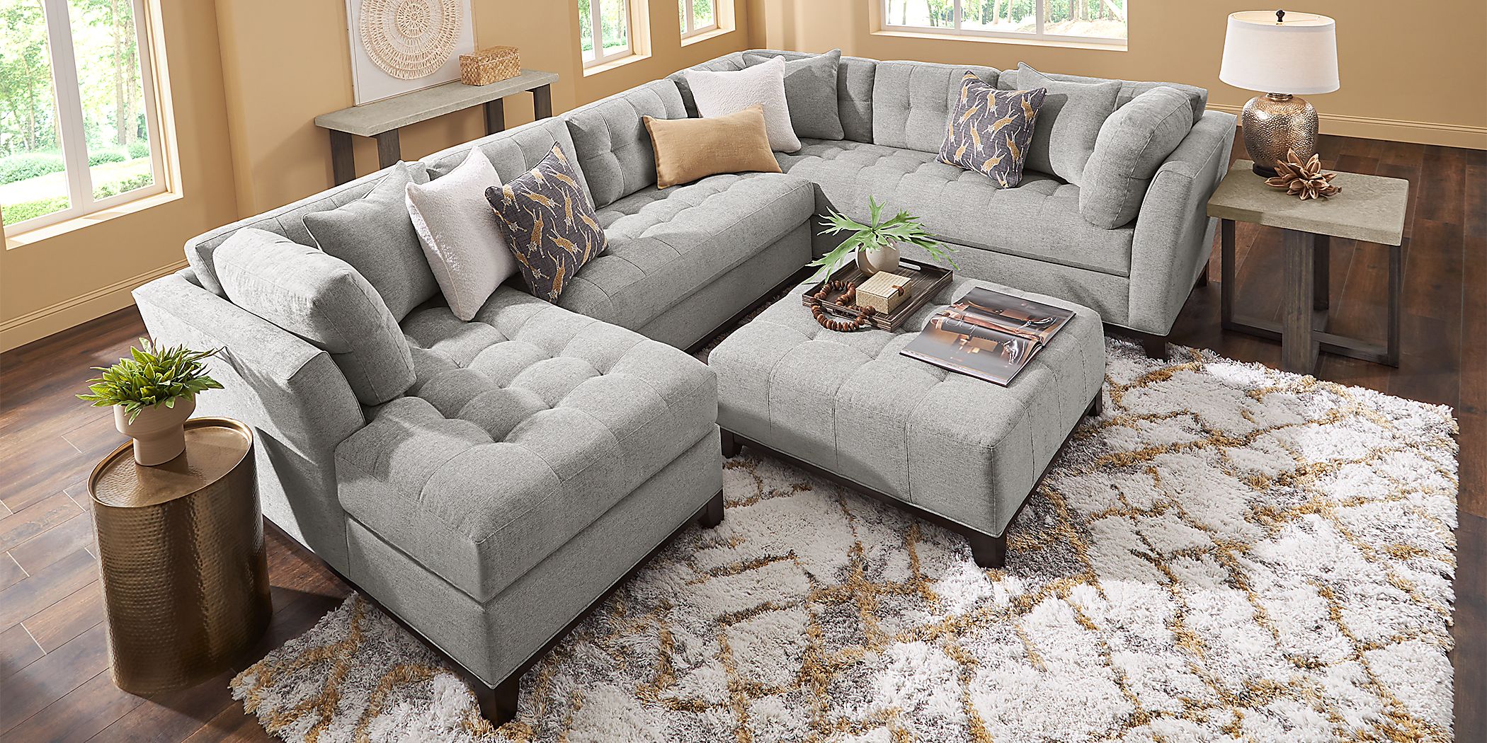 Cindy Crawford Home Metropolis Way Smoke Textured 3 Pc Sectional   Cindy Crawford Home Metropolis Way Smoke Textured 3 Pc Sectional 1088979P Image Room