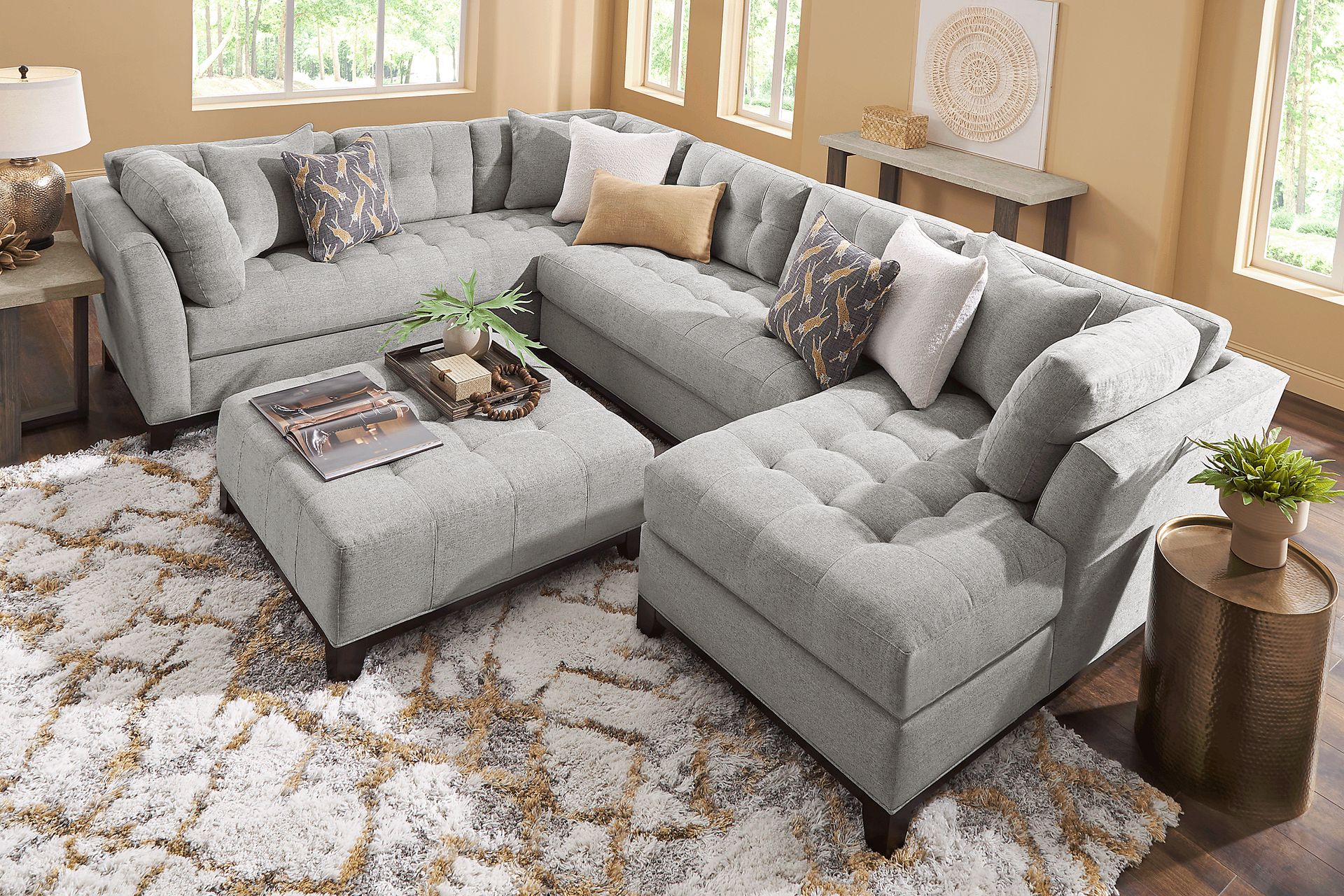 Metropolis Way Smoke Textured 3 Pc Sectional - Image 2