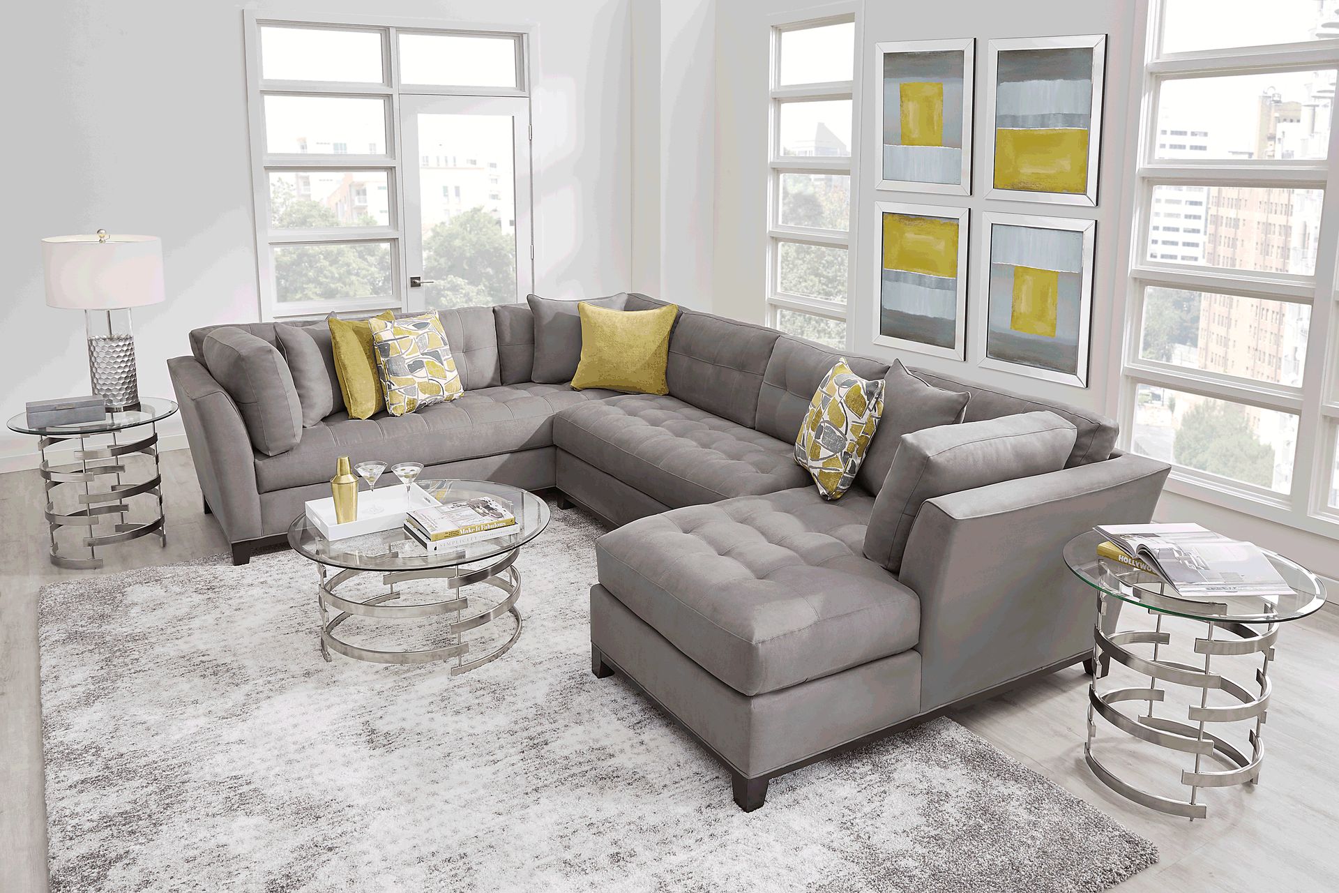 Metropolis Way Steel Microfiber 3 Pc Sectional - Image 2