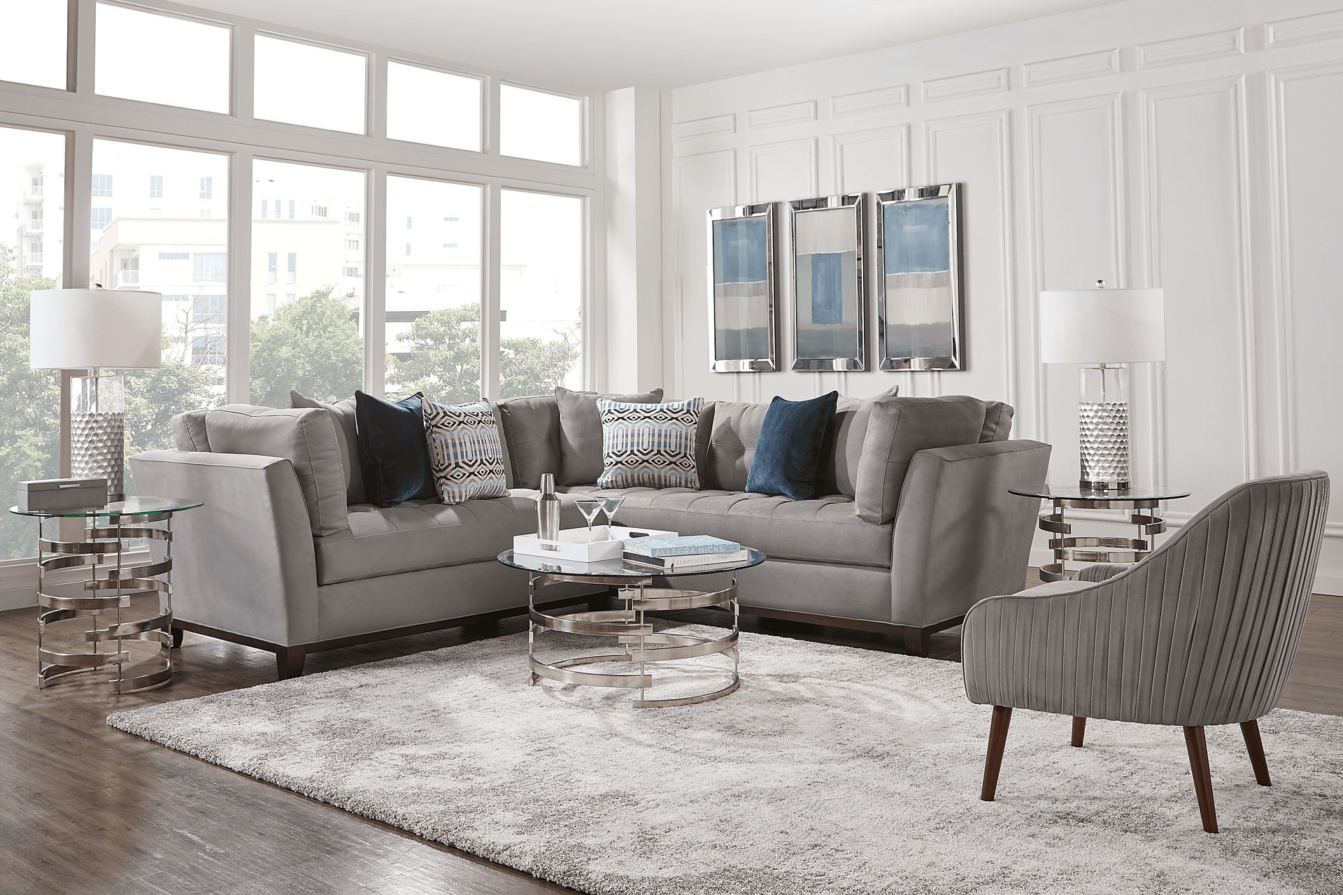 Metropolis Way Steel Microfiber 2 Pc Sectional - Image 2