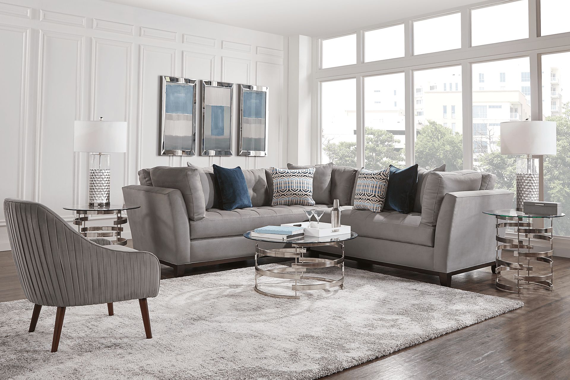 Metropolis Way Steel Microfiber 2 Pc Sectional - Image 2
