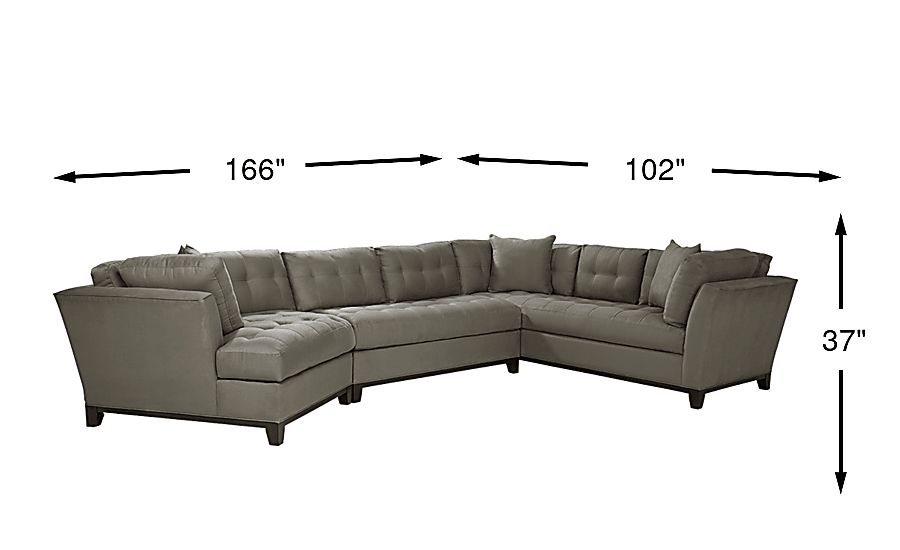 Cindy Crawford Metropolis Way Steel Gray Microfiber 3 Pc Left Arm