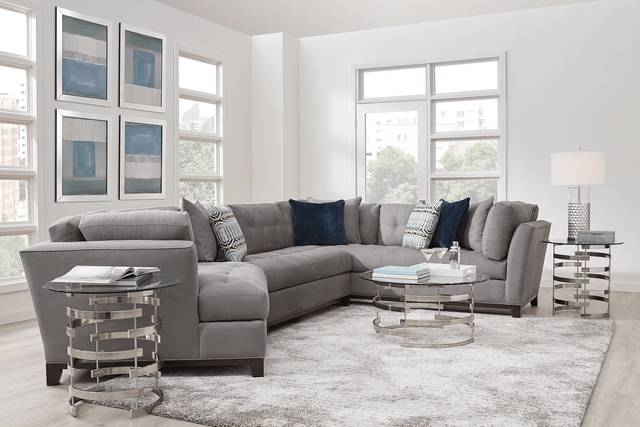 Metropolis Way Steel Microfiber 3 Pc Sectional with Cuddler - Thumbnail - Image 2