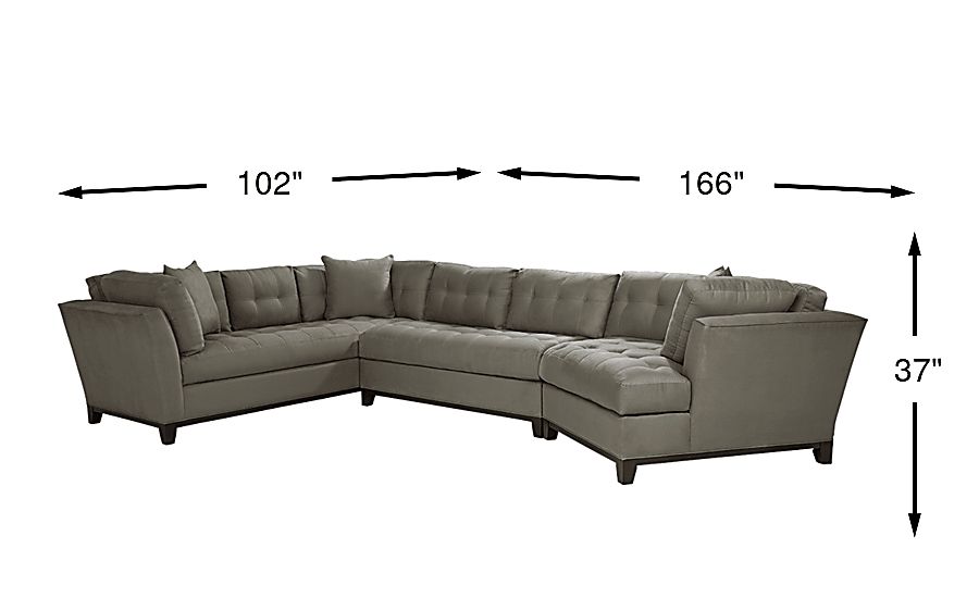 Cindy Crawford Metropolis Way Steel Gray Microfiber 3 Pc Right Arm