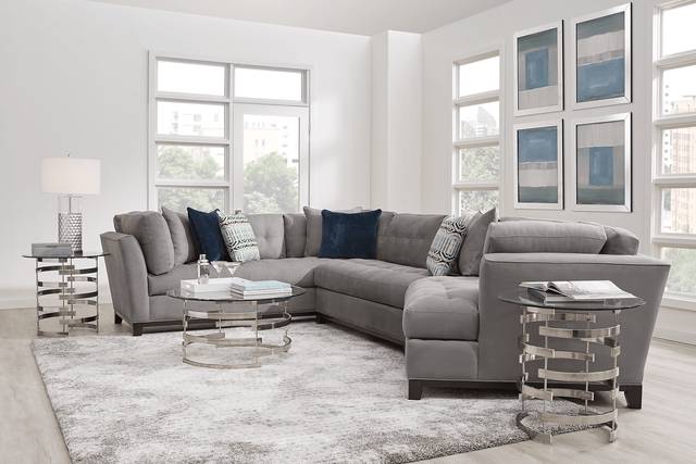 Metropolis Way Steel Microfiber 3 Pc Sectional with Cuddler - Thumbnail - Image 2