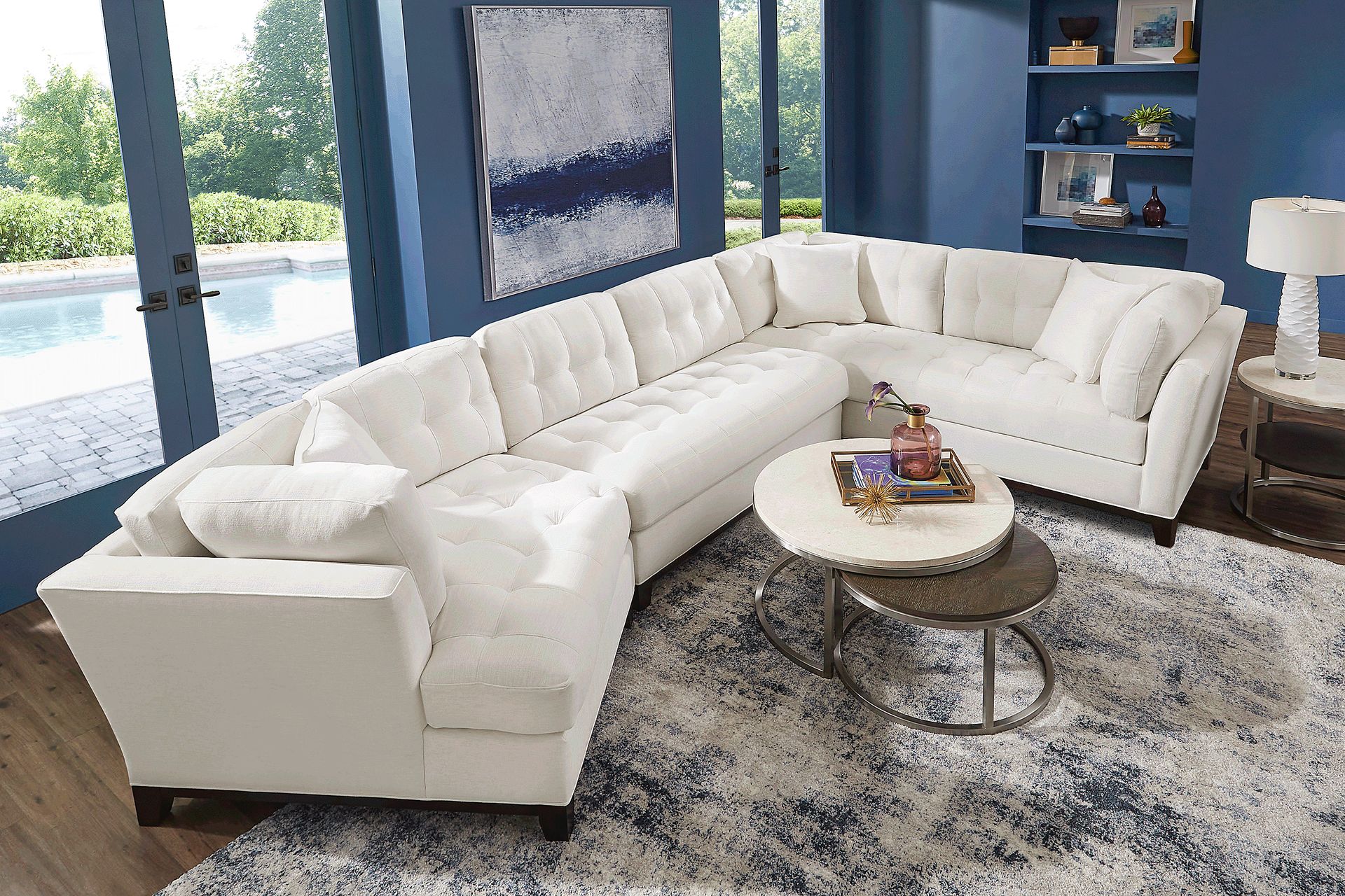 Metropolis Way White Textured 3 Pc Sectional with Cuddler - Image 2