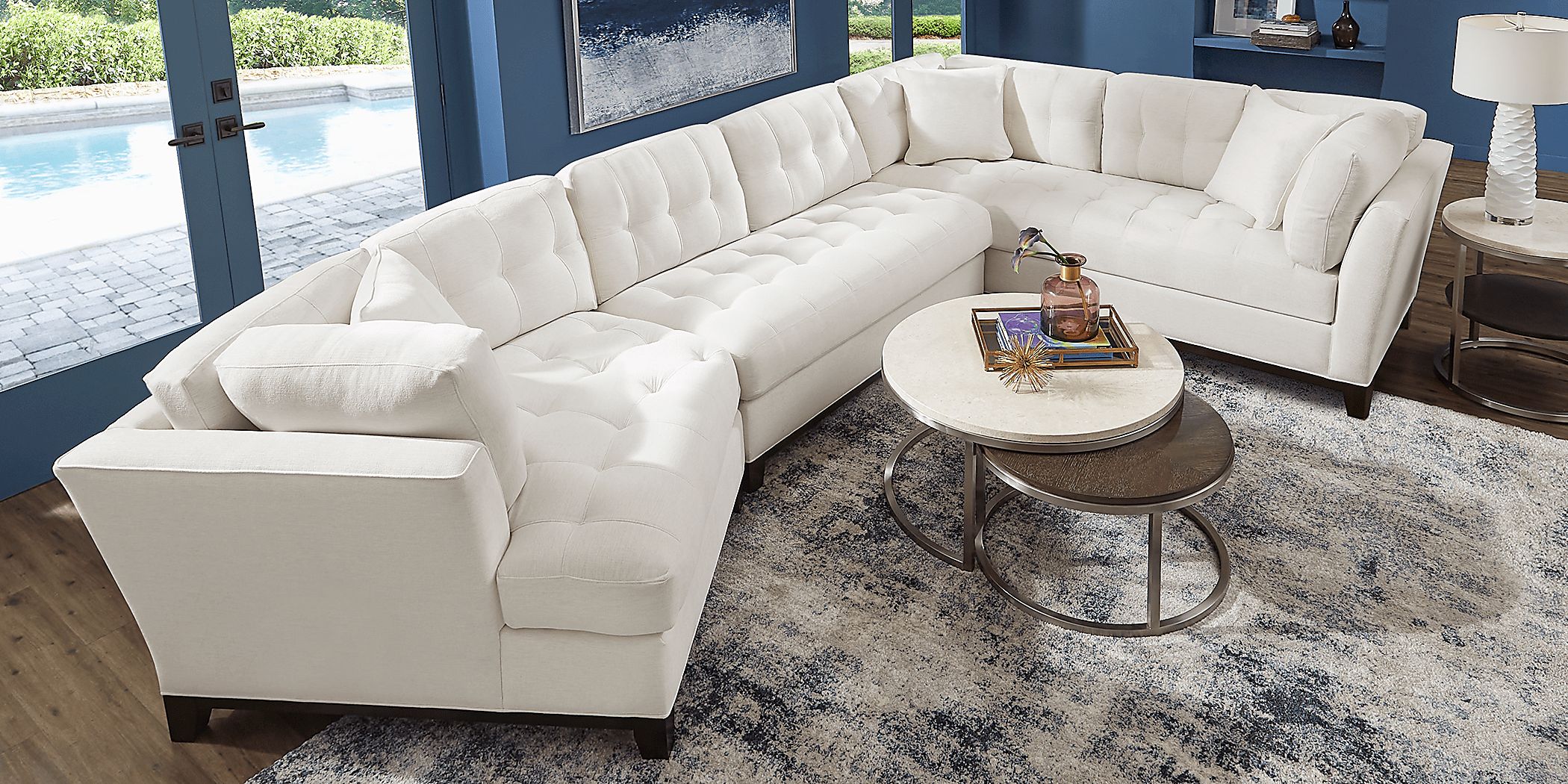 Cindy Crawford Metropolis Way White Textured 3 Pc Left Arm Cuddler