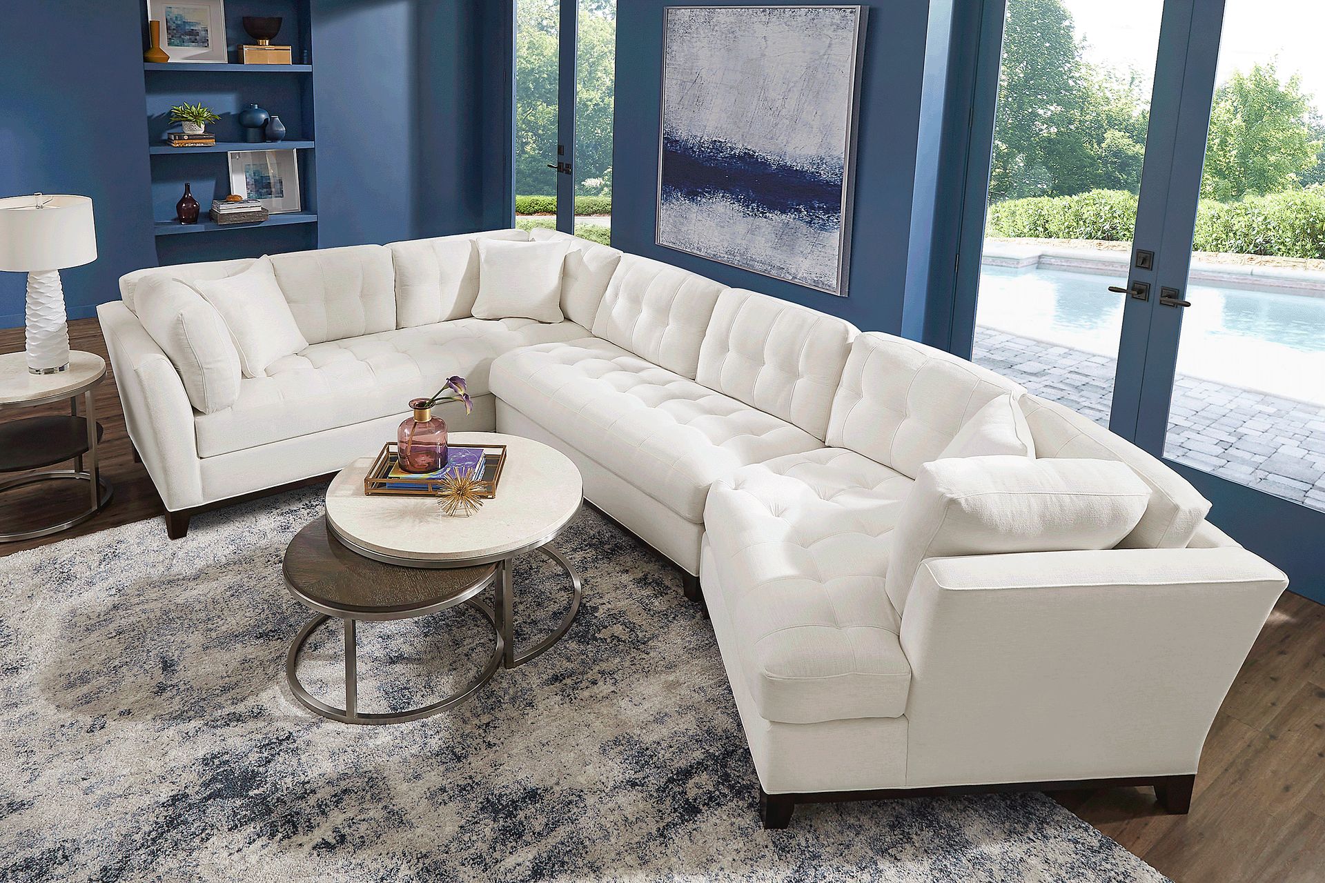 Metropolis Way White Textured 3 Pc Sectional with Cuddler - Image 2