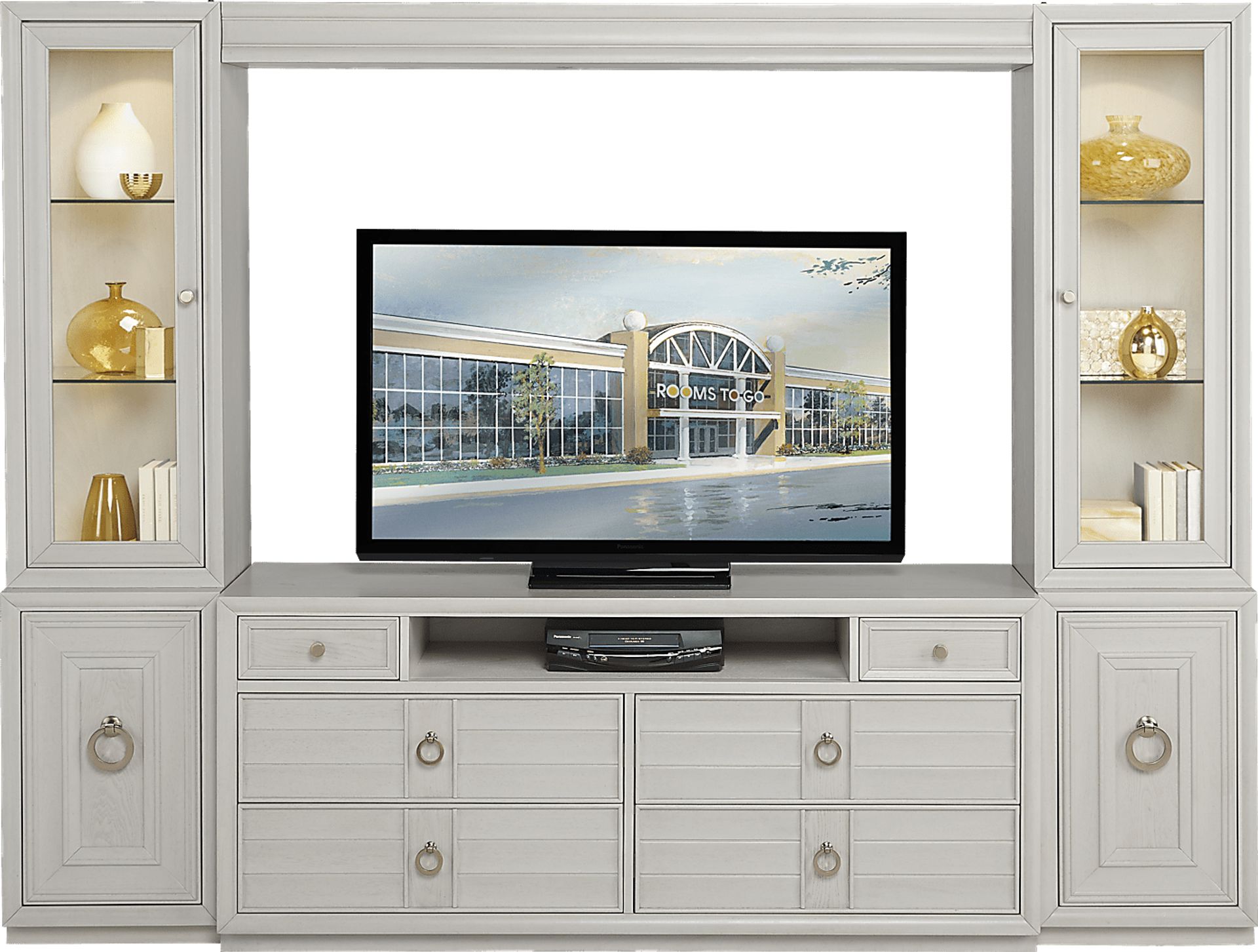 Cindy Crawford Home Michigan Avenue Cream 4 Pc Wall Unit - Image 1