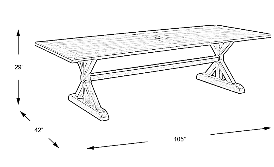 Montecello Gray 105 in. Rectangle Outdoor Dining Table