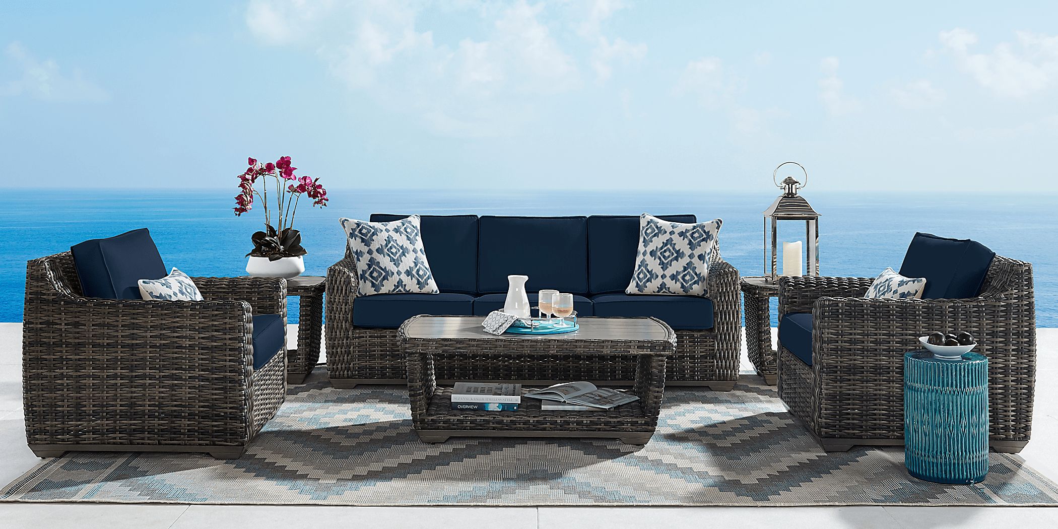 Cindy Crawford Home Montecello Gray 4 Pc Outdoor Seating Set With Ink 