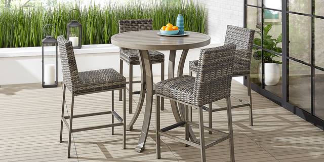 Montecello Gray 5 Pc 42 in. Round Bar Height Outdoor Dining Set - Thumbnail - Image 1