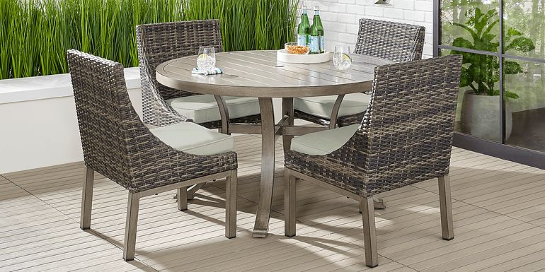 Cindy Crawford Home Montecello Gray 5 Pc 52 in. Round Outdoor Dining Set with Rollo Seafoam Cushions
