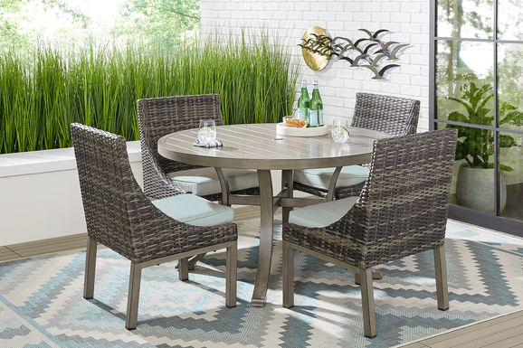 Montecello Gray 5 Pc 52 in. Round Outdoor Dining Set with Mist Cushions