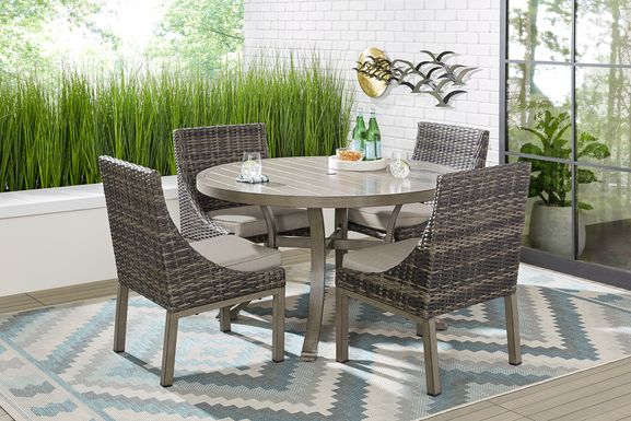 Montecello Gray 5 Pc 52 in. Round Outdoor Dining Set with Silver Cushions