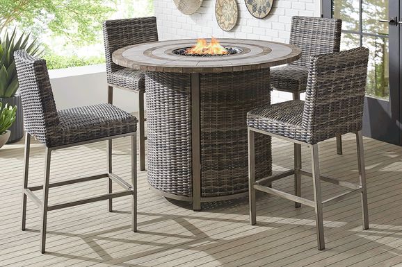 Cindy Crawford Home Montecello Gray 5 Pc Outdoor Fire Bar Table Set