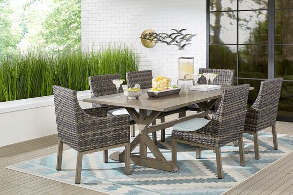 Montecello Gray 9 Pc 105 in. Rectangle Outdoor Dining Set with Mist Cushions