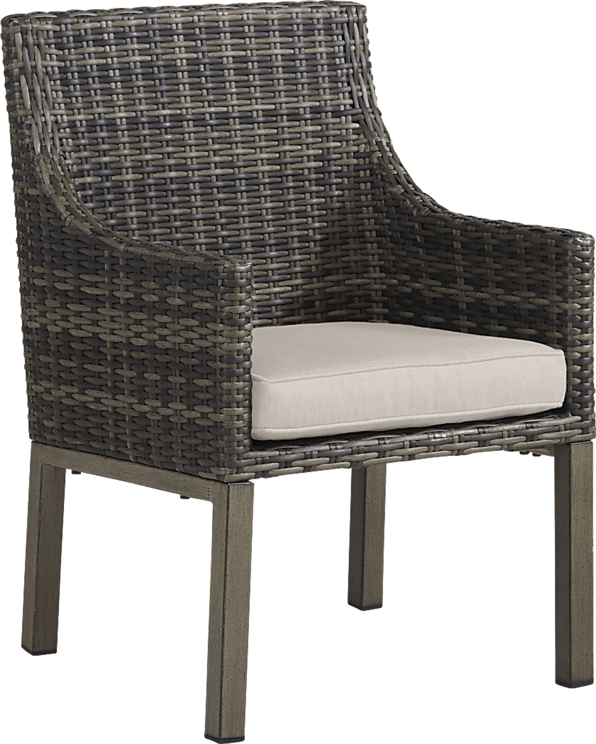 Cindy Crawford Home Montecello Gray Outdoor Arm Chair with Rollo Linen Cushion - Image 1