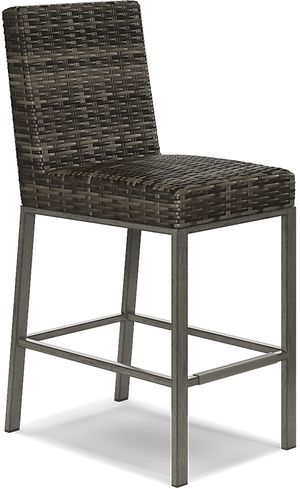 Khaki Cushions 3 Piece Outime Patio Furniture Outdoor Black Wicker Bar Stool Set Chairs&Table 