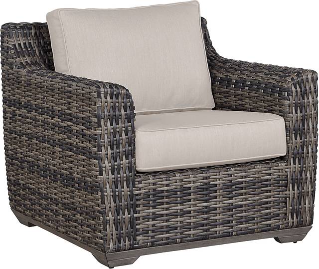 Cindy Crawford Home Montecello Gray Outdoor Club Chair with Rollo Linen Cushions - Thumbnail - Image 1