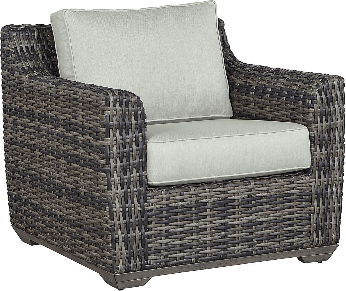 Cindy Crawford Home Montecello Gray Outdoor Club Chair with Rollo Seafoam Cushions
