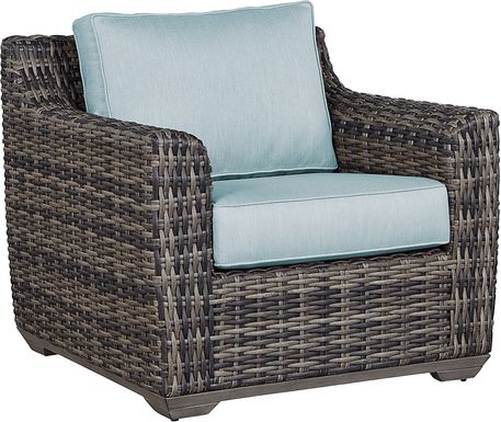 Cindy Crawford Home Montecello Gray Outdoor Club Chair with Seafoam Cushions