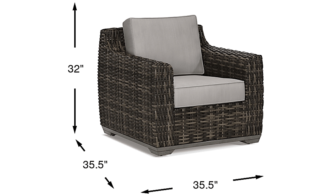 Montecello Gray Outdoor Club Chair with Silver Cushions