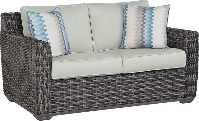 Cindy Crawford Home Montecello Gray 4 Pc Outdoor Seating Set with Rollo Mist Cushions - Thumbnail - Image 2