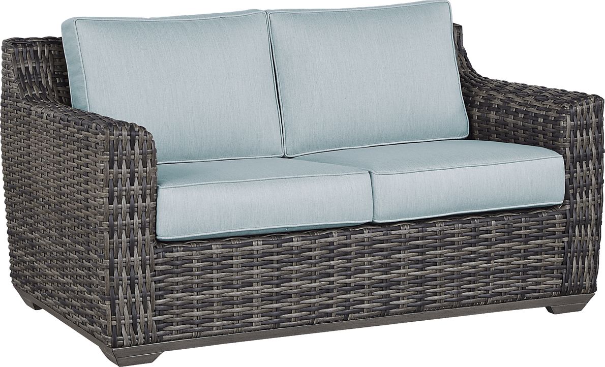 Cindy Crawford Home Montecello Gray Outdoor Loveseat with Seafoam ...