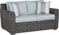 Cindy Crawford Home Montecello Gray Outdoor Loveseat with Seafoam Cushions