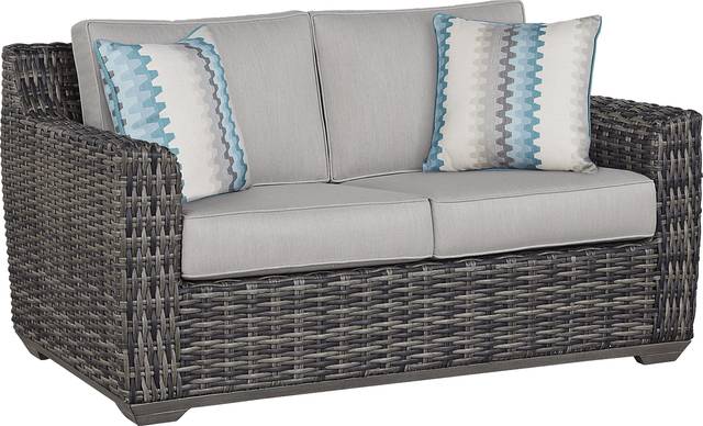 Montecello Gray 4 Pc Outdoor Seating Set with Silver Cushions - Thumbnail - Image 2