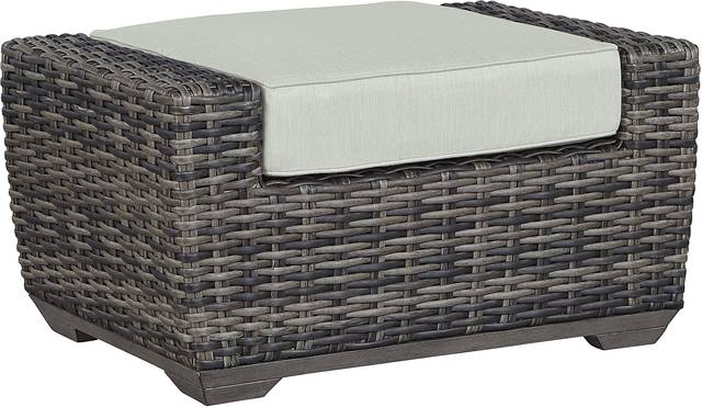 Montecello Gray Outdoor Ottoman with Rollo Mist Cushion - Thumbnail - Image 1