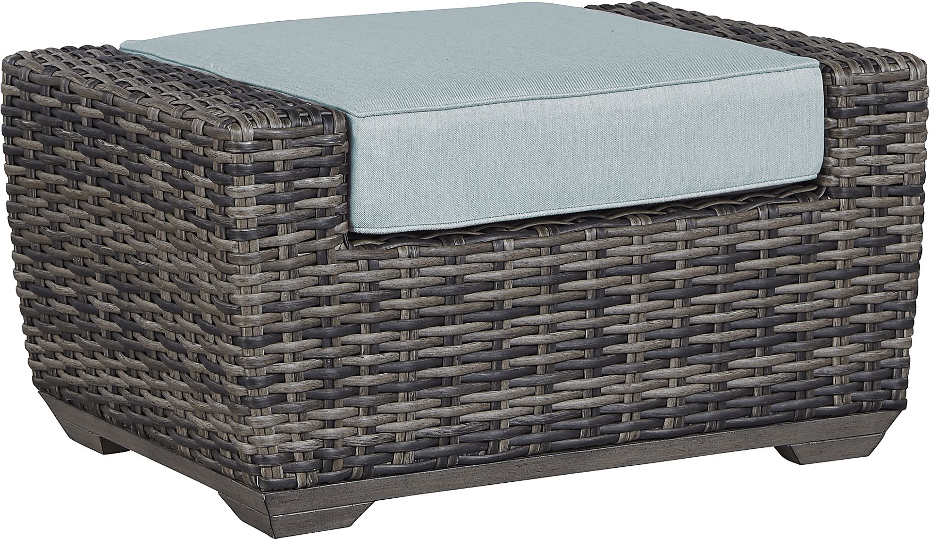 Montecello Gray Outdoor Ottoman with Mist Cushion - Image 1