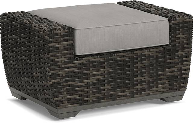 Montecello Gray Outdoor Ottoman with Silver Cushion - Thumbnail - Image 1