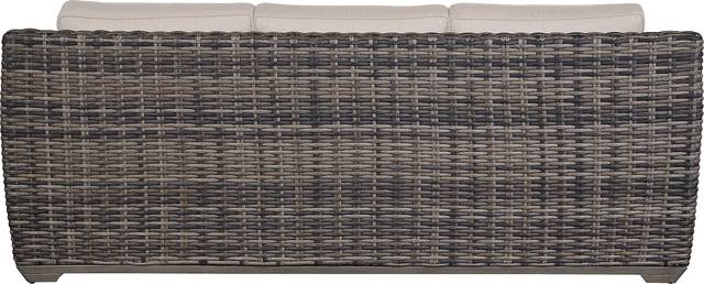 Cindy Crawford Home Montecello Gray Outdoor Sofa with Rollo Linen Cushions - Thumbnail - Image 3