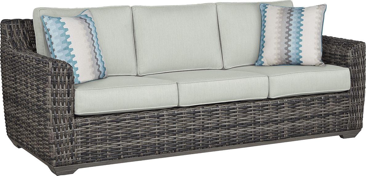 Cindy Crawford Home Montecello Gray Outdoor Sofa with Rollo Mist Cushions