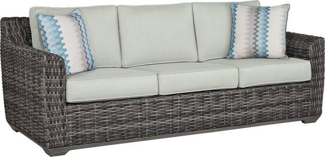 Cindy Crawford Home Montecello Gray 4 Pc Outdoor Seating Set with Rollo Mist Cushions - Thumbnail - Image 2