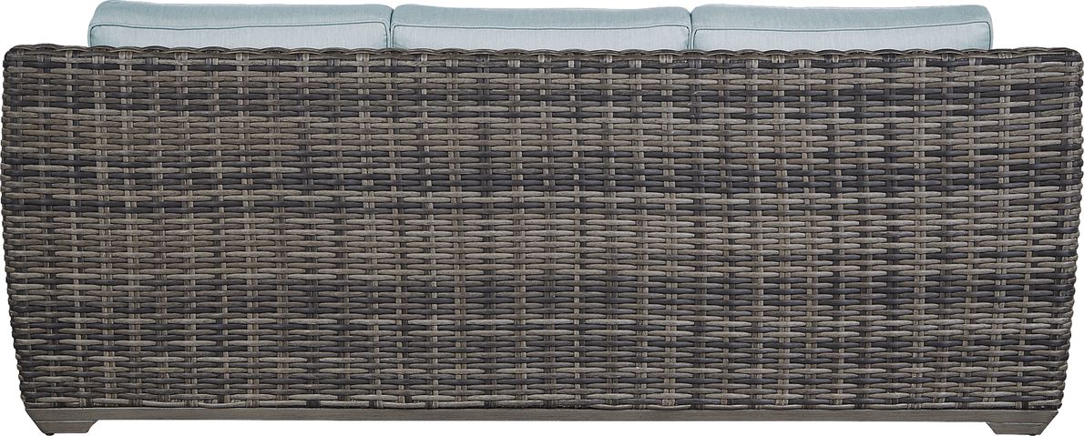 Cindy Crawford Home Montecello Gray Outdoor Sofa with Seafoam Cushions