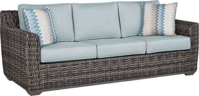 Montecello Gray 4 Pc Outdoor Seating Set with Mist Cushions - Thumbnail - Image 2