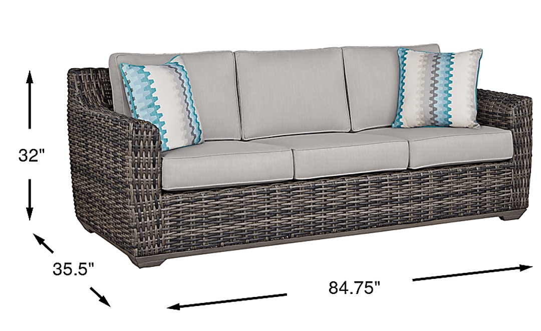 Montecello Gray Outdoor Sofa with Silver Cushions