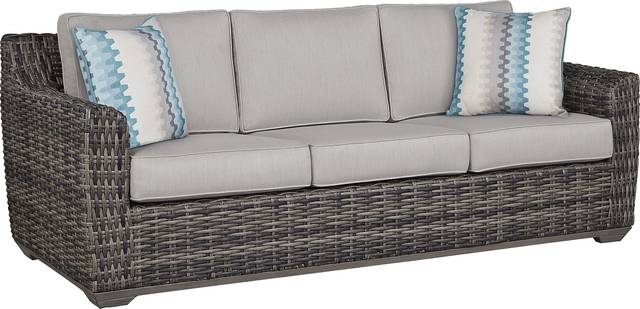 Cindy Crawford Home Montecello Gray 3 Pc Outdoor Seating Set with Silver Cushions - Thumbnail - Image 2