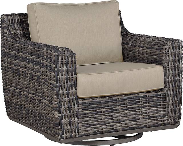 Cindy Crawford Home Montecello Gray Outdoor Swivel Rocker Chair with Pebble Cushions - Thumbnail - Image 1