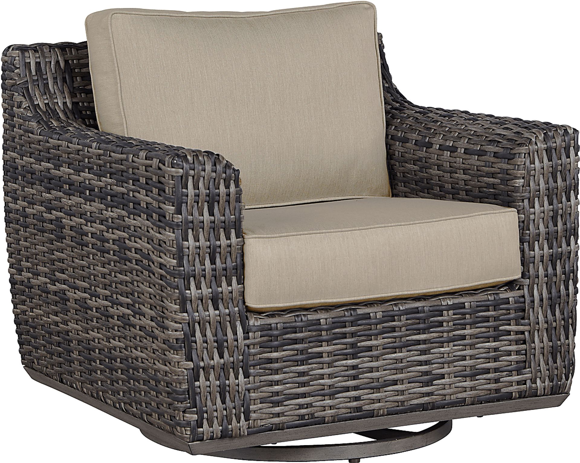 Cindy Crawford Home Montecello Gray Outdoor Swivel Rocker Chair with Pebble Cushions - Image 1