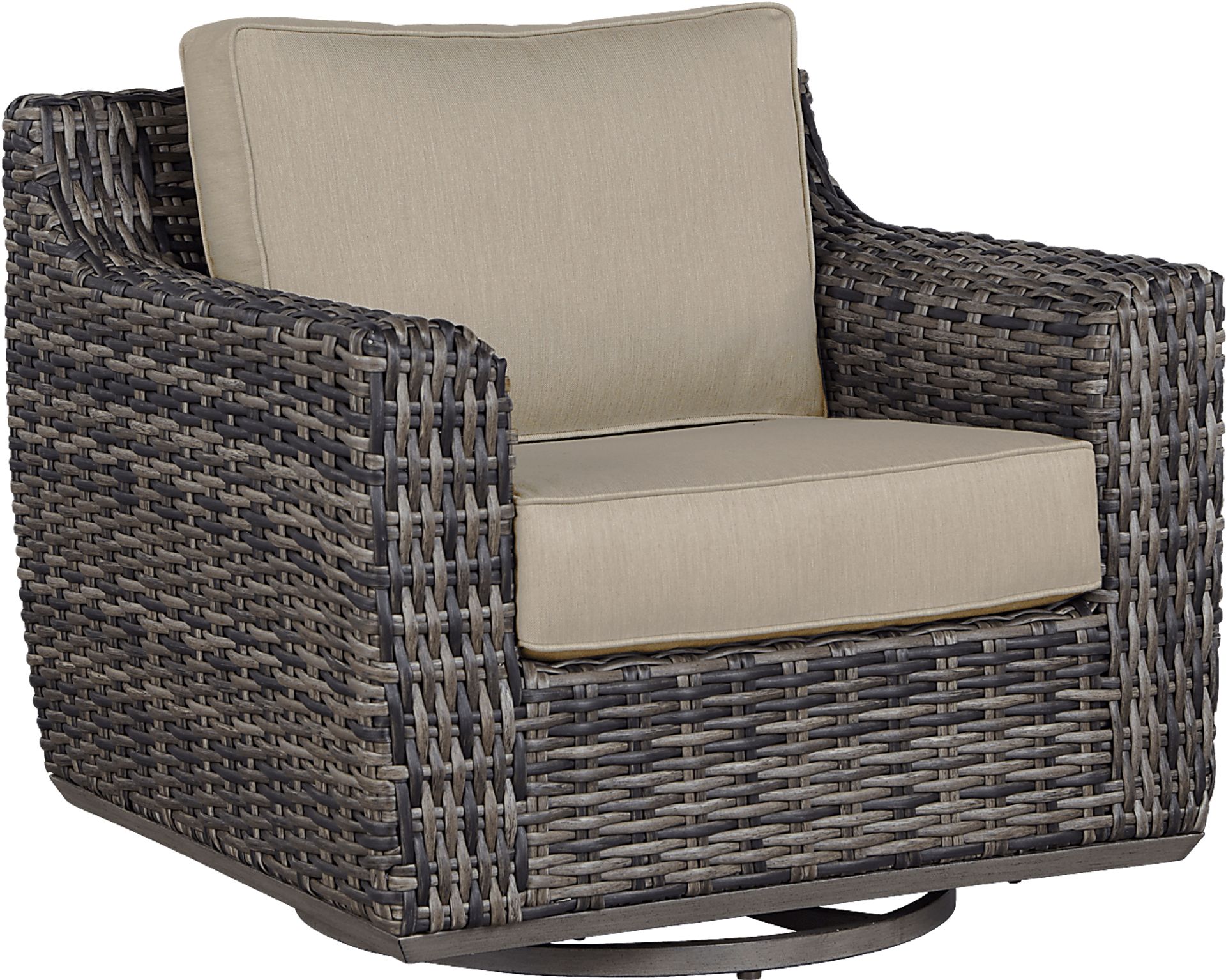 Cindy Crawford Home Montecello Gray Outdoor Swivel Rocker Chair with Pebble Cushions - Image 1